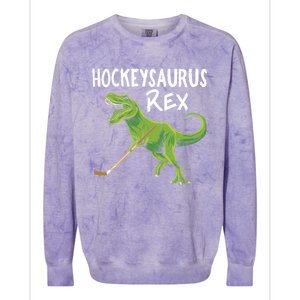 Hockeysaurus Rex Dinosaur Hockey Parent Game Day Travel Gift Great Gift Colorblast Crewneck Sweatshirt