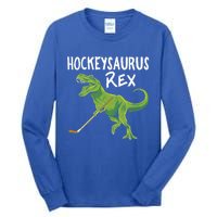 Hockeysaurus Rex Dinosaur Hockey Parent Game Day Travel Gift Great Gift Tall Long Sleeve T-Shirt