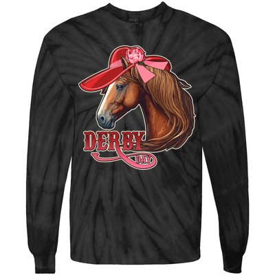 Horse Racing Derby Day Hat Horse Tie-Dye Long Sleeve Shirt