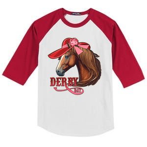 Horse Racing Derby Day Hat Horse Kids Colorblock Raglan Jersey