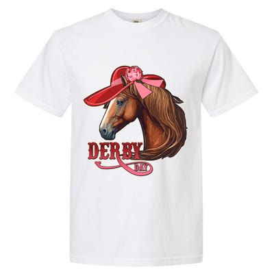 Horse Racing Derby Day Hat Horse Garment-Dyed Heavyweight T-Shirt