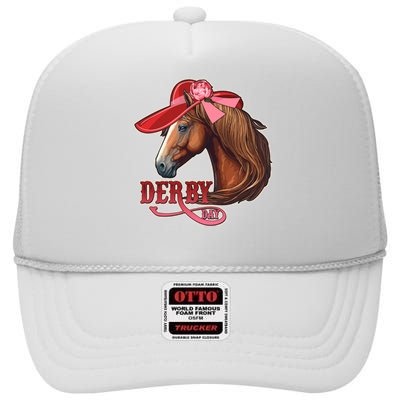 Horse Racing Derby Day Hat Horse High Crown Mesh Back Trucker Hat