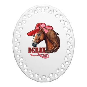 Horse Racing Derby Day Hat Horse Ceramic Oval Ornament