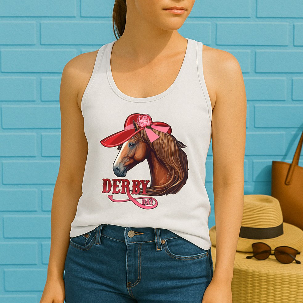 Horse Racing Derby Day Hat Horse Womens Tank Top