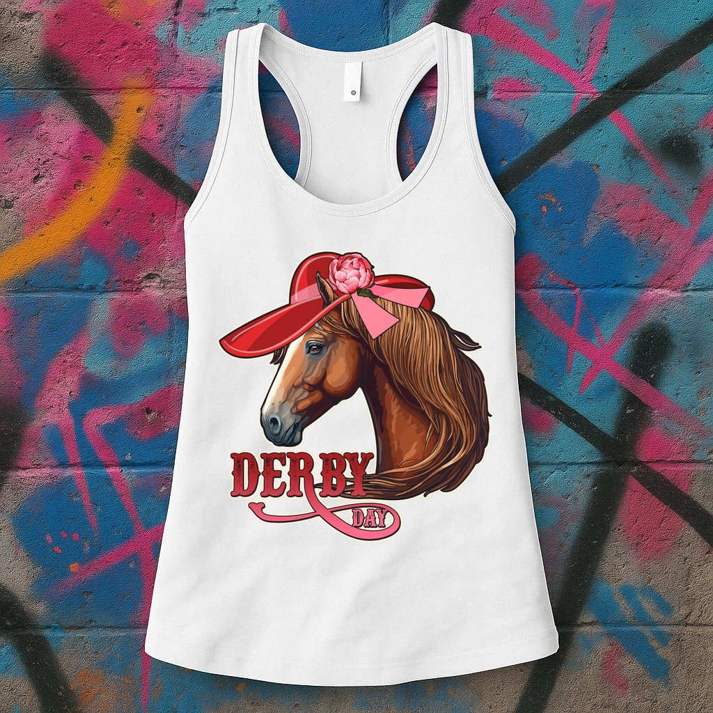 Horse Racing Derby Day Hat Horse Womens Tank Top