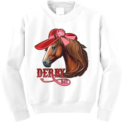 Horse Racing Derby Day Hat Horse Kids Sweatshirt