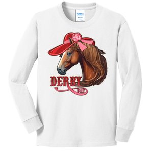 Horse Racing Derby Day Hat Horse Kids Long Sleeve Shirt