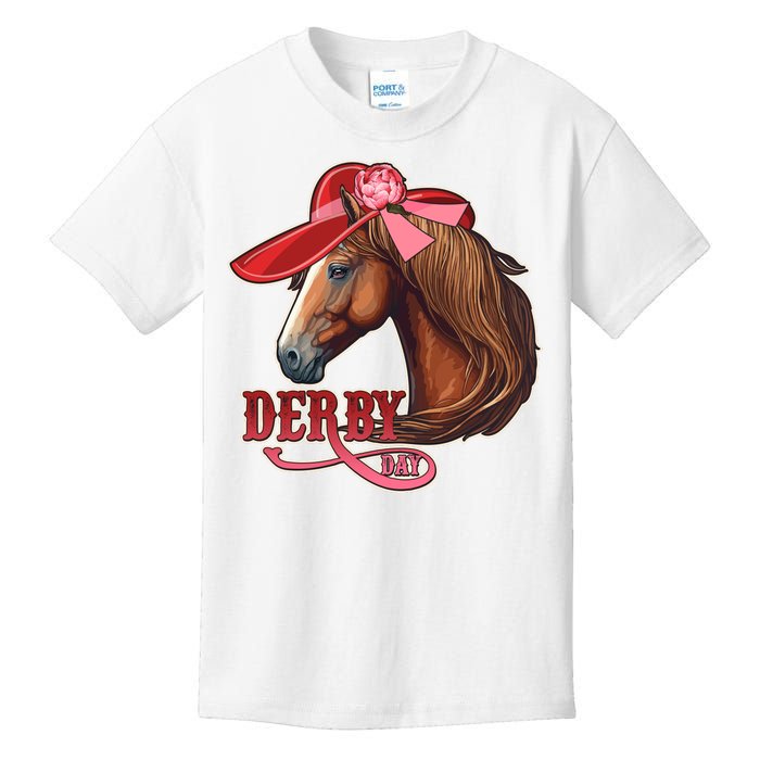 Horse Racing Derby Day Hat Horse Kids T-Shirt