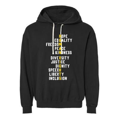 Human Rights Diversity Justice & Peace To All Garment-Dyed Fleece Hoodie