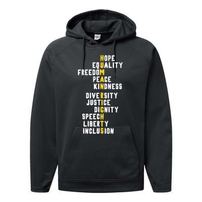 Human Rights Diversity Justice & Peace To All Performance Fleece Hoodie