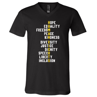 Human Rights Diversity Justice & Peace To All V-Neck T-Shirt