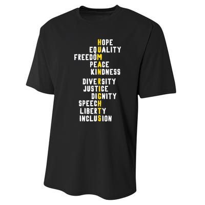 Human Rights Diversity Justice & Peace To All Performance Sprint T-Shirt