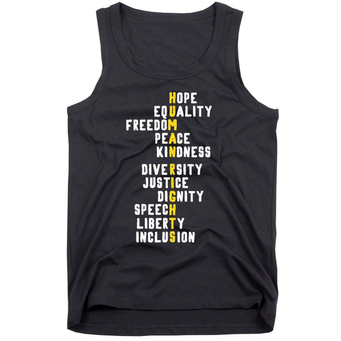 Human Rights Diversity Justice & Peace To All Tank Top