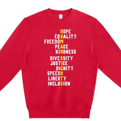 Human Rights Diversity Justice & Peace To All Premium Crewneck Sweatshirt