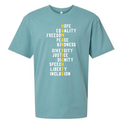 Human Rights Diversity Justice & Peace To All Sueded Cloud Jersey T-Shirt