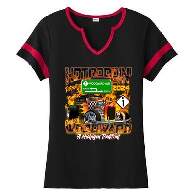 Hot Rodding Detroit To Pontiac Cruisin Woodward A Michigan Tradition Ladies Halftime Notch Neck Tee