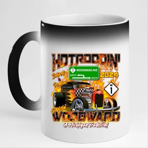 Hot Rodding Detroit To Pontiac Cruisin Woodward A Michigan Tradition 11oz Black Color Changing Mug