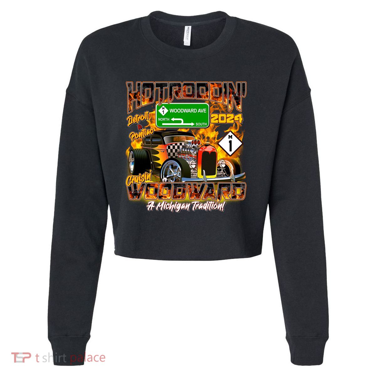 Hot Rodding Detroit To Pontiac Cruisin Woodward A Michigan Tradition Cropped Pullover Crew
