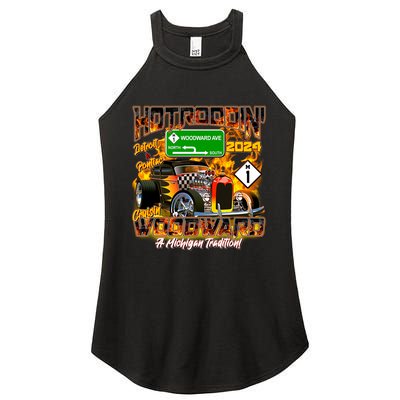 Hot Rodding Detroit To Pontiac Cruisin Woodward A Michigan Tradition Women's Perfect Tri Rocker Tank