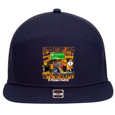 Hot Rodding Detroit To Pontiac Cruisin Woodward A Michigan Tradition 7 Panel Mesh Trucker Snapback Hat