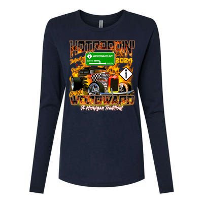 Hot Rodding Detroit To Pontiac Cruisin Woodward A Michigan Tradition Womens Cotton Relaxed Long Sleeve T-Shirt