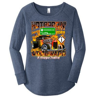 Hot Rodding Detroit To Pontiac Cruisin Woodward A Michigan Tradition Women's Perfect Tri Tunic Long Sleeve Shirt