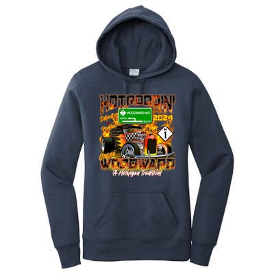 Hot Rodding Detroit To Pontiac Cruisin Woodward A Michigan Tradition Women's Pullover Hoodie