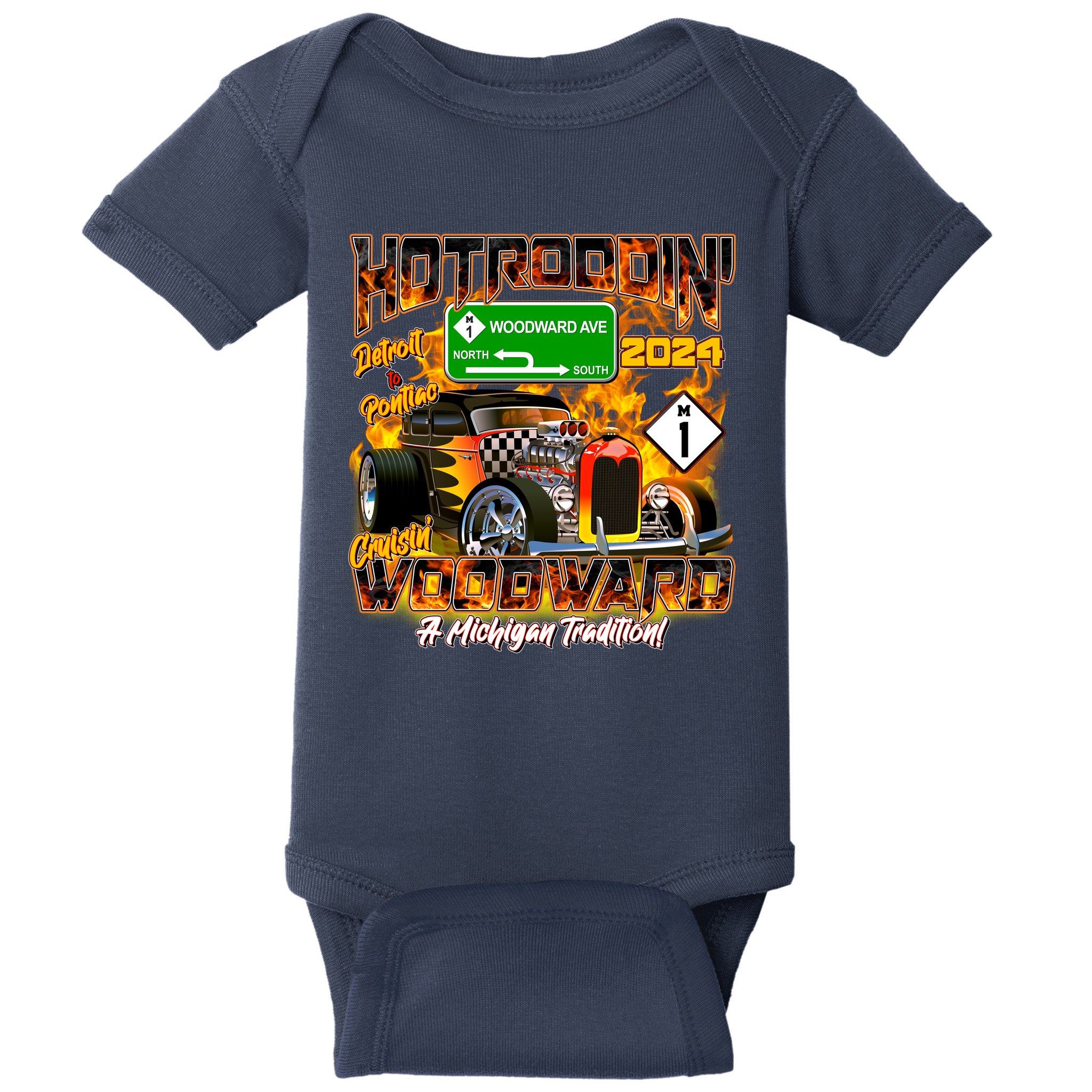 Hot Rodding Detroit To Pontiac Cruisin Woodward A Michigan Tradition Baby Bodysuit