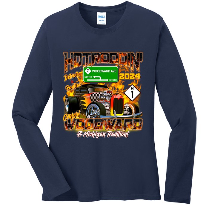 Hot Rodding Detroit To Pontiac Cruisin Woodward A Michigan Tradition Ladies Long Sleeve Shirt