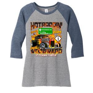 Hot Rodding Detroit To Pontiac Cruisin Woodward A Michigan Tradition Women's Tri-Blend 3/4-Sleeve Raglan Shirt