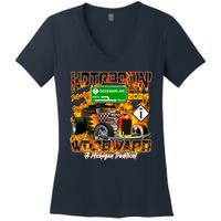 Hot Rodding Detroit To Pontiac Cruisin Woodward A Michigan Tradition Women's V-Neck T-Shirt