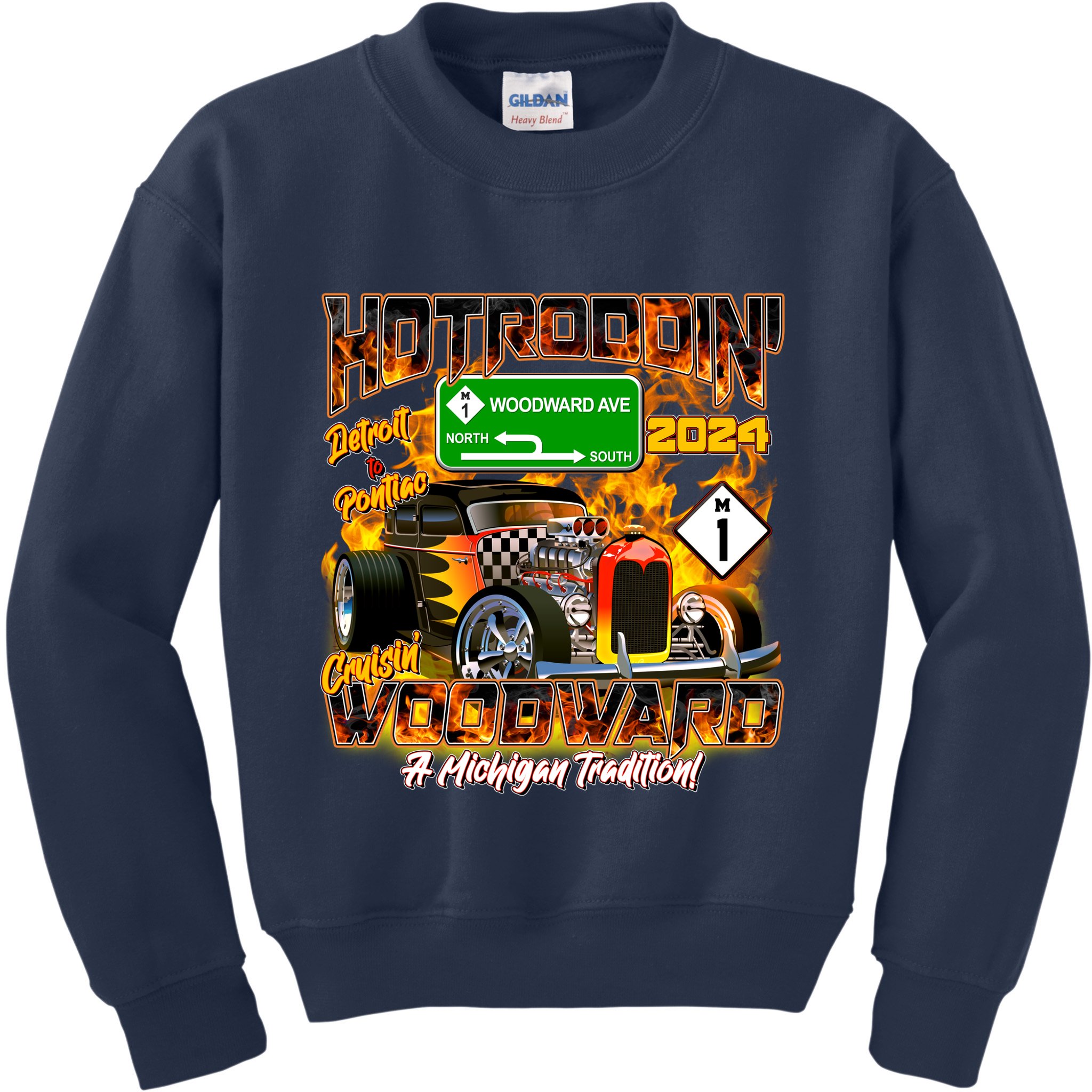Hot Rodding Detroit To Pontiac Cruisin Woodward A Michigan Tradition Kids Sweatshirt