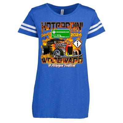 Hot Rodding Detroit To Pontiac Cruisin Woodward A Michigan Tradition Enza Ladies Jersey Football T-Shirt