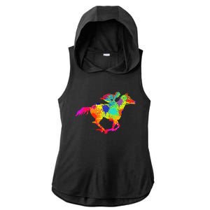 Horse Racing Derby Jockey Ladies PosiCharge Tri-Blend Wicking Draft Hoodie Tank