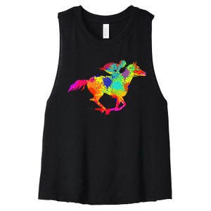 Horse Racing Derby Jockey Women's Racerback Cropped Tank