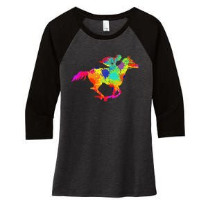 Horse Racing Derby Jockey Women's Tri-Blend 3/4-Sleeve Raglan Shirt