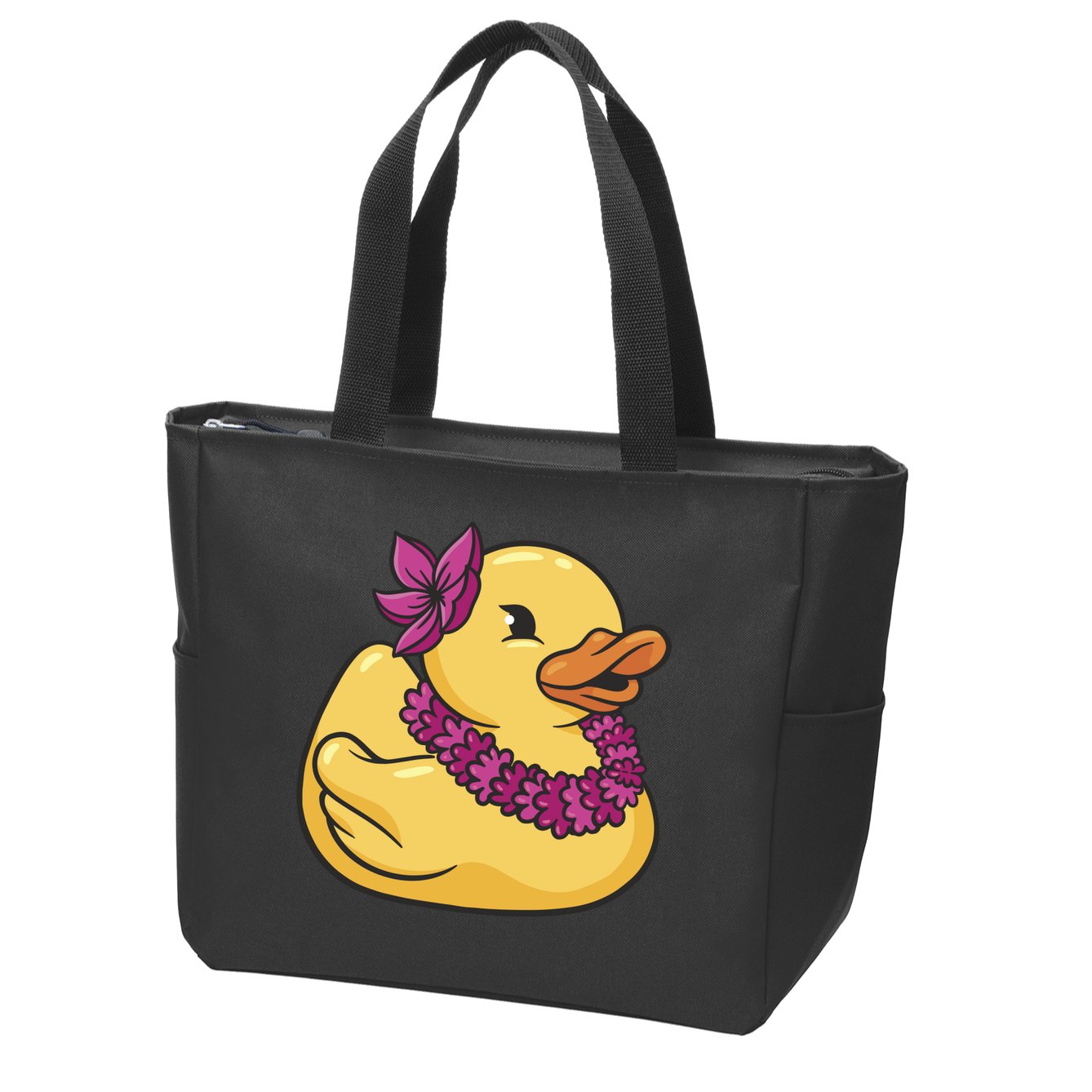 Hawaiian Rubber Ducky Zip Tote Bag