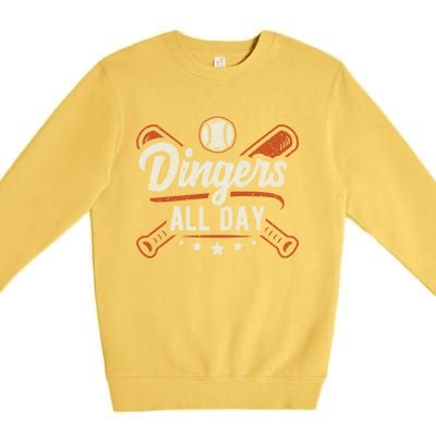 Home Runs Dingers All Day Baseball Home Run Dinger Gift Premium Crewneck Sweatshirt