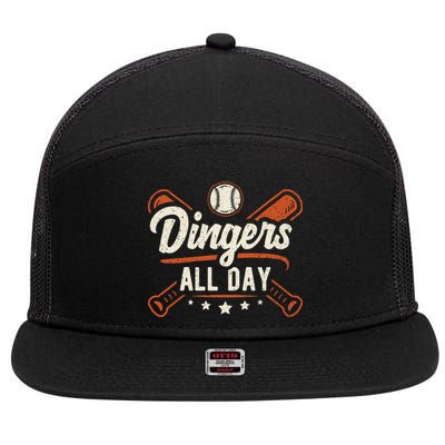 Home Runs Dingers All Day Baseball Home Run Dinger Gift 7 Panel Mesh Trucker Snapback Hat