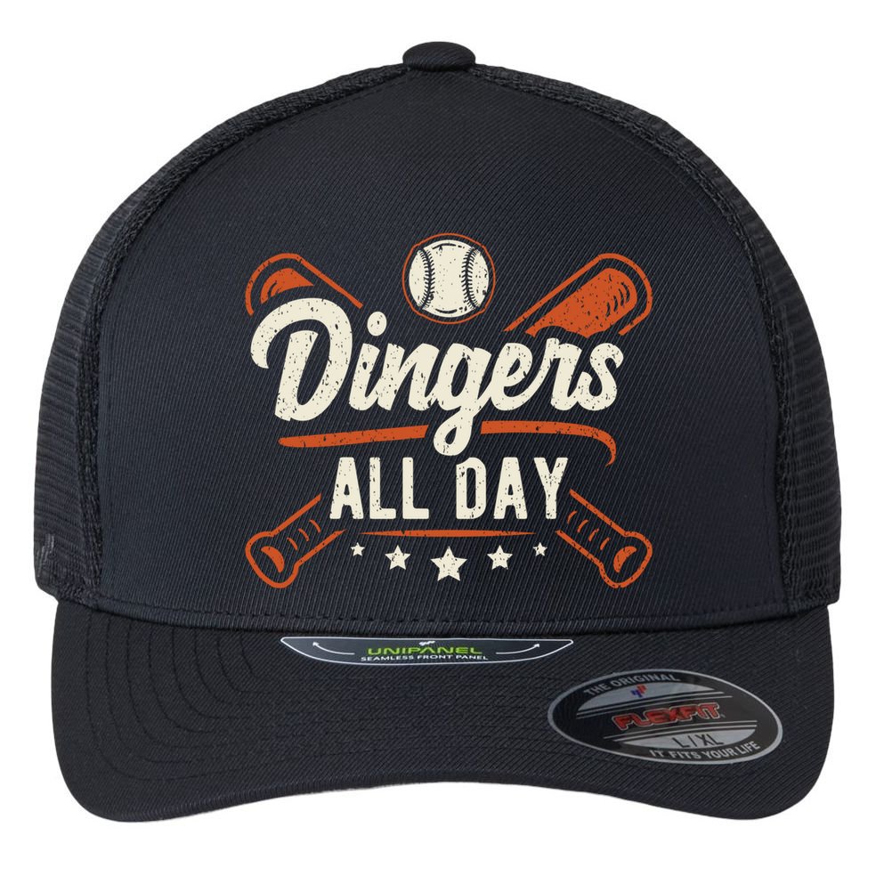 Home Runs Dingers All Day Baseball Home Run Dinger Gift Flexfit Unipanel Trucker Cap