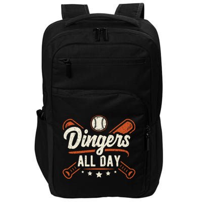 Home Runs Dingers All Day Baseball Home Run Dinger Gift Impact Tech Backpack