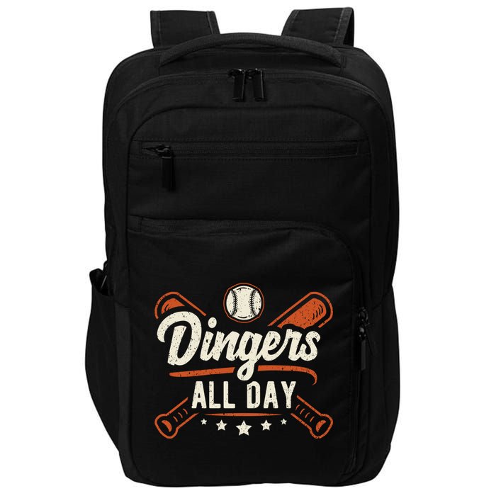 Home Runs Dingers All Day Baseball Home Run Dinger Gift Impact Tech Backpack