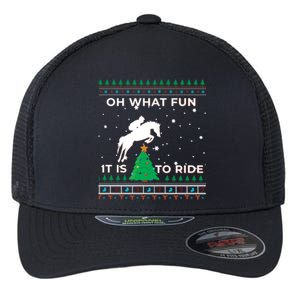 Horse Rider Equestrian Cow Ugly Christmas Sweater Jumper Funny Gift Flexfit Unipanel Trucker Cap