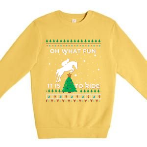 Horse Rider Equestrian Cow Ugly Christmas Sweater Jumper Gift Premium Crewneck Sweatshirt