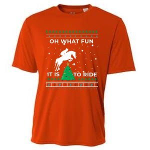 Horse Rider Equestrian Cow Ugly Christmas Sweater Jumper Gift Cooling Performance Crew T-Shirt