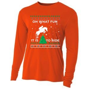 Horse Rider Equestrian Cow Ugly Christmas Sweater Jumper Gift Cooling Performance Long Sleeve Crew