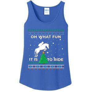 Horse Rider Equestrian Cow Ugly Christmas Sweater Jumper Gift Ladies Essential Tank