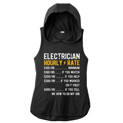 Hourly Rate Electricity Electrician Ladies PosiCharge Tri-Blend Wicking Draft Hoodie Tank