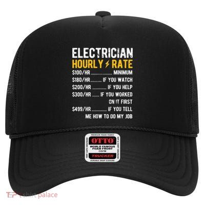 Hourly Rate Electricity Electrician High Crown Mesh Back Trucker Hat