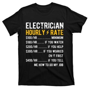 Hourly Rate Electricity Electrician T-Shirt